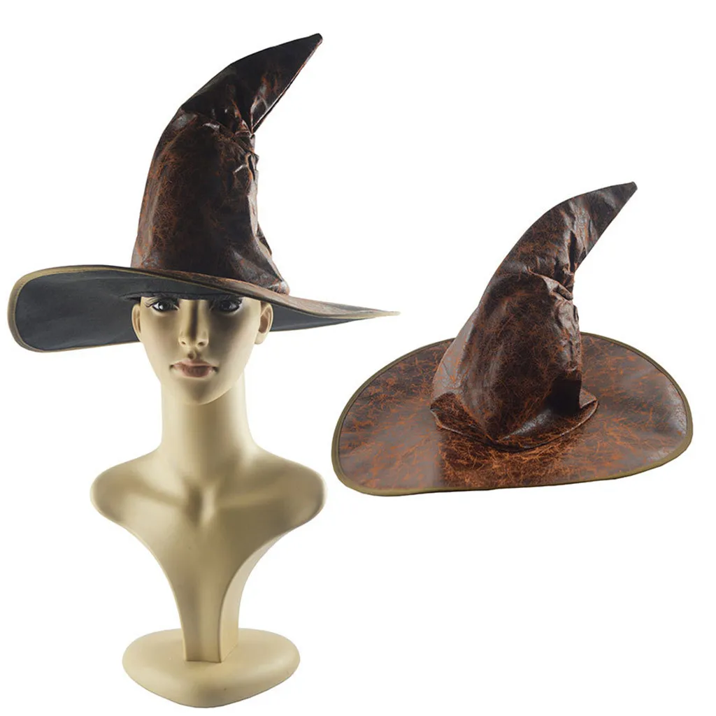 Halloween Hat Caps Women's Black Large Ruched Witch Hat Accessory for Holiday Party Role Playing Cosplay Horn cap New