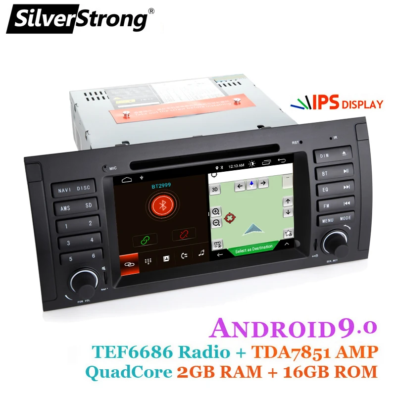  SilverStrong Android9.0 QuadCore 1Din 7inch Car DVD for BMW E39 E53 X5 Car dvd gps DAB E39 E53 X5 w