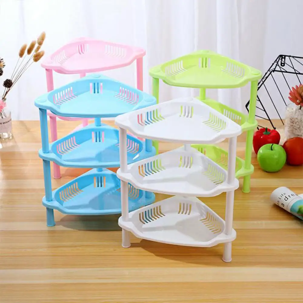 Bathroom Shelf Rack Bathroom Storage Rack Storage Rack Countertop Storage Rack 3-Layer Plastic Square Triangle Kitchen And Bathroom Storage Rack Washing And Kitchen Utensils Rack