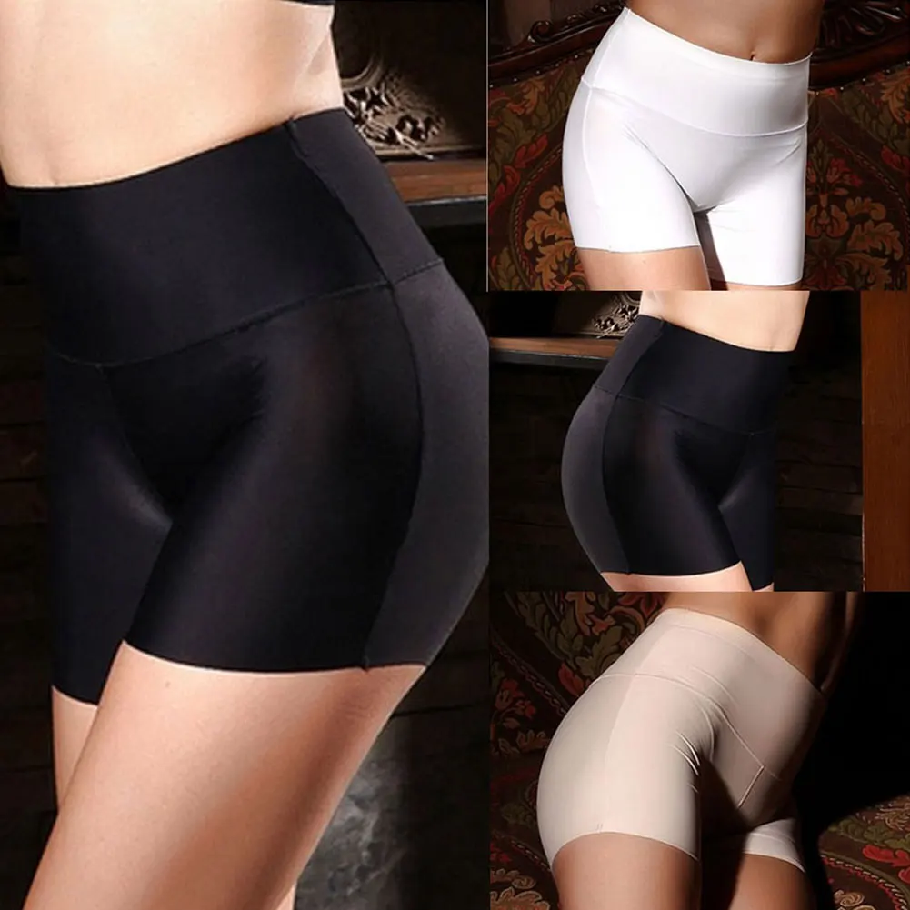 Новые женские шелковые безопасные шорты бесшовные боксёры-брифы нижнее белье для мальчиков летние однотонные сексуальные плотные Дышащие Короткие защитные брюки