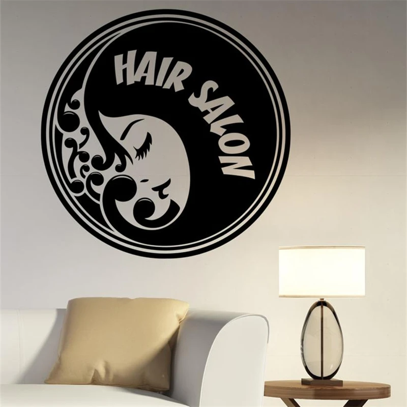 Hair Salon Logo Decal Vinyl Sticker Barber Barbershop Mirror Window Decor Hairdressing Haircut Hairstyle Salon Wall Decor Hq340