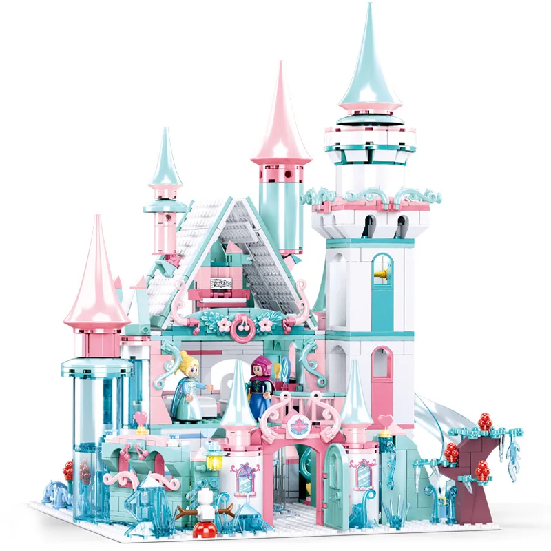 

2020 Princess Girl Friends Snow World Queen Anna Elsa Magical Ice Castle Figures Building Blocks Bricks Legoinglys Toys Juguetes