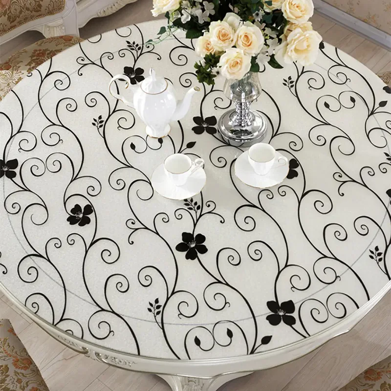 

BALLE PVC Table Cover Round Desk Pad Waterproof Table Cloth Soft Glass Dining Oil-proof Tablecloth Heavy Duty Plastic Mat