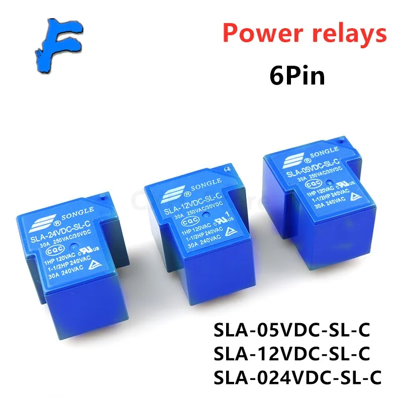 2 шт. Мощность реле SLA-05VDC-SL-C SLA-12VDC-SL-C SLA-24VDC-SL-C 5 В 12 24 постоянного тока 30A 6PIN T90 Новый и
