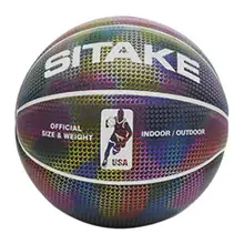 Голографический светоотражающий светящийся баскетбольный уличный резиновый баскетбольный мяч из полиуретановой резины светящийся ночной Радужный светильник