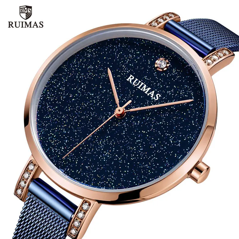 

Top Brand Luxury Fashion Stainless Steel Dress Simple Analogue Dress Women's Watches Quartz Wrist Watches Lady Watch Blue