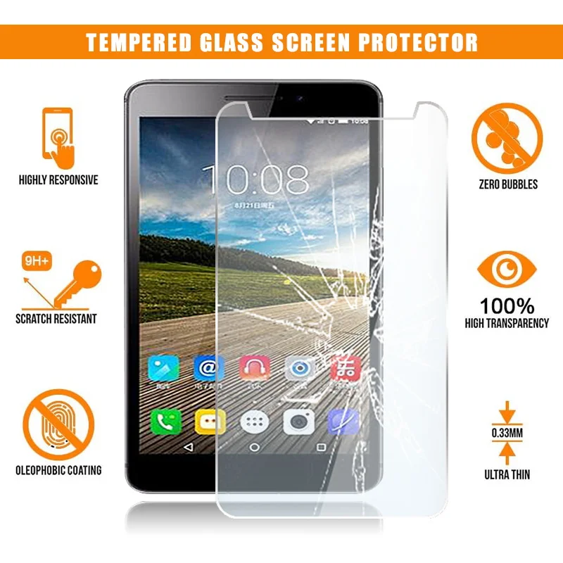 

Screen Protector for Lenovo Phab Plus Tablet Tempered Glass 9H Premium Scratch Resistant Anti-fingerprint HD Clear Film Cover