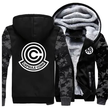 

Japan Anime Dragon Ball Z Hoodies Jacket Men Saiyan Capsule Corp Camo Sweatshirts Winter Fleece Sportswear Hip Hop Streetwear
