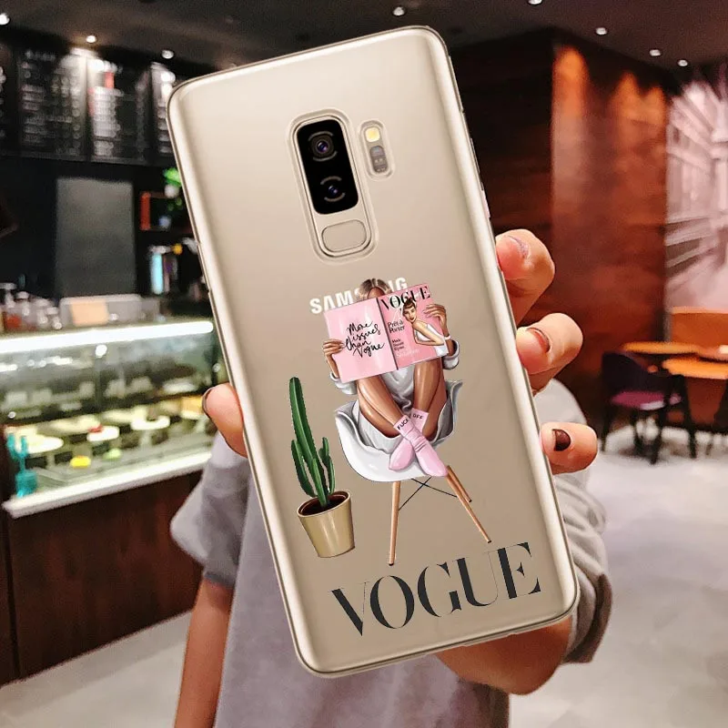 TPU VOGUE Рождество принцесса девушка женский Босс кофе Мягкий футляр для телефона для Samsung Galaxy S6 S7 Edeg S8 S9 Plus S10 Plus S10Lite - Цвет: TPU