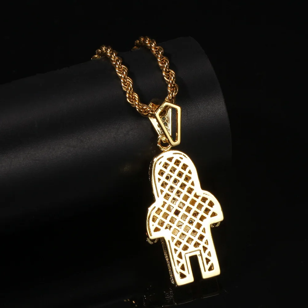 Hip Hop Jewelry Zircon Astronaut Iced Out Cool Mens Pendant Necklace Gold Chain For Men Fashion Necklace