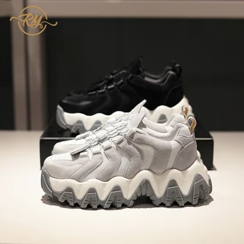 

RY-RELAA womens sneakers 2019 fashion Genuine Leather luxury shoes INS platform sneakers white sneakers casual shoes women