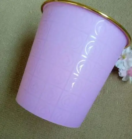 household simple solid color kitchen trash can with Phnom Penh plastic no cover bathroom paper basket factory wholesale - Цвет: Фиолетовый