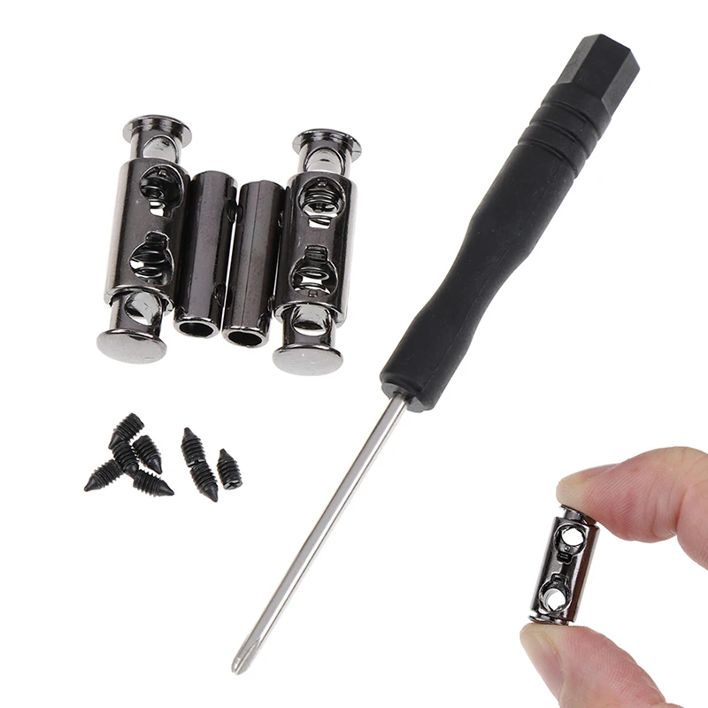 1Set Metal Lock Shoelace No Tie Shoe Laces Elastic Buckle Kids Adult Shoestring