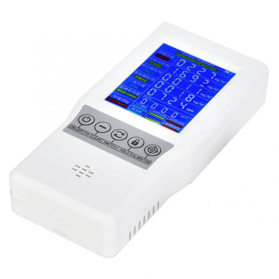 ЖК-формальдегид PM2.5 углекислый газ TVOC PM2.5 PM10 детектор измерения качества воздуха