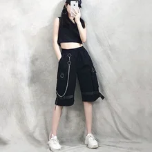 

High Street Cargo Shorts Womens Summer Korean Versatile Overalls Pants Casual Fashion Hip Hop Student Loose Straight Pants