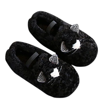 

New Winter Kids Shoes for Toddler Girls Shoes Baby Girl Fur Slides Cotton Flip Flop Warm House Children Shoes