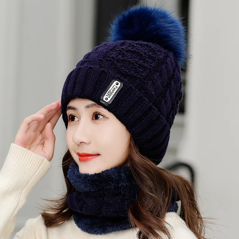 Новое поступление женские зимние лося жаккардовые вязаные шапки и наборы перчаток Модные женские теплые шапки шарф перчатки набор из трех предметов - Цвет: doujiang35