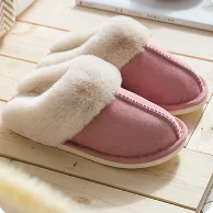 Pink JIANBUDAN/плюшевые теплые домашние тапочки на плоской подошве; легкие мягкие удобные зимние тапочки; Женская хлопковая обувь; домашние плюшевые Тапочки - Цвет: Pink