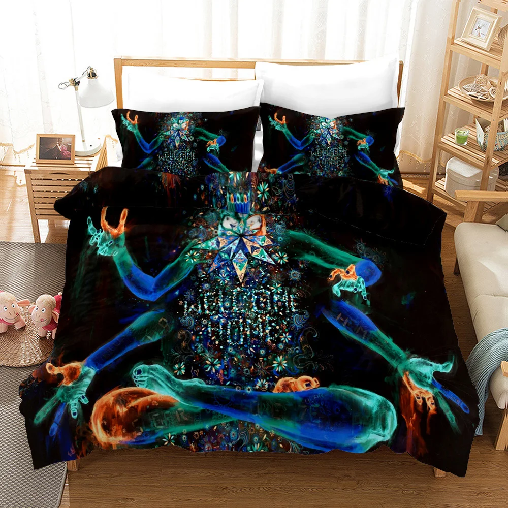 Bedding Set 3D People Seven Chakras Buddha Duvet Cover Set for Adults Queen King Twin Size Home Textiles Luxury Pillowcase