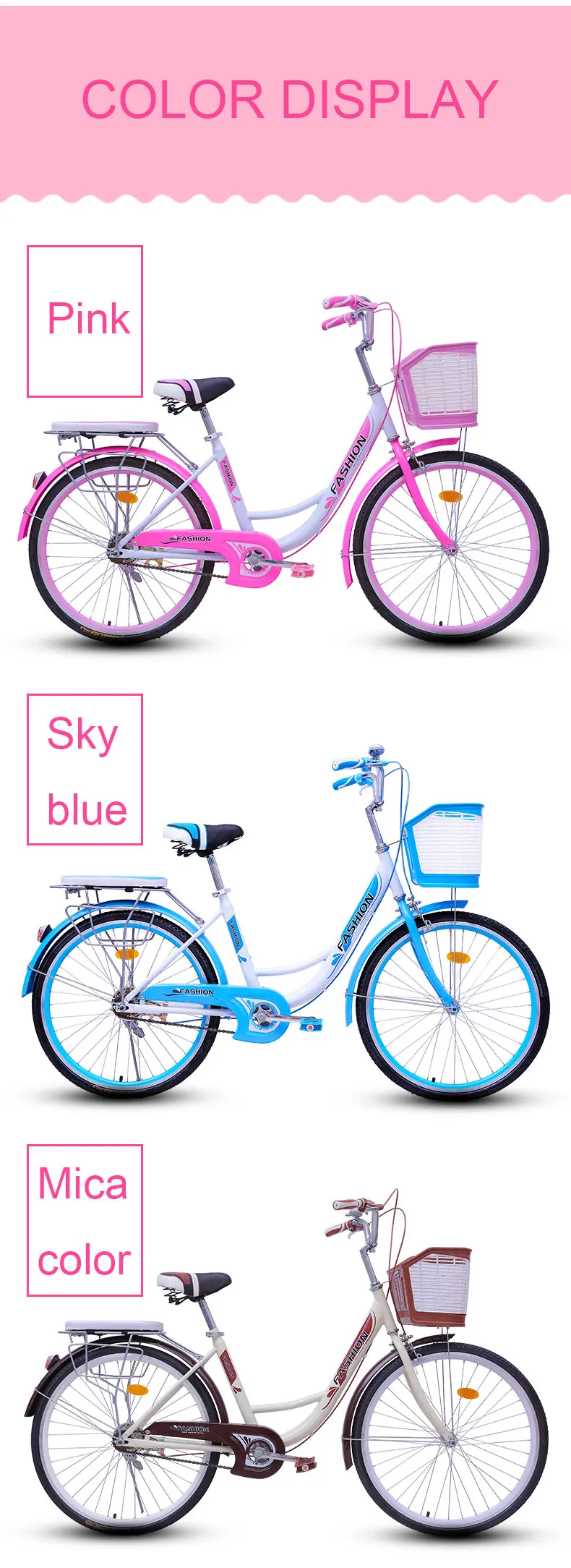 Cheap Bicycle Commuter Bicycle 20/24/26 Inch Men and Women Urban Retro Travel Light Adult Princess Student Ladies Car 7