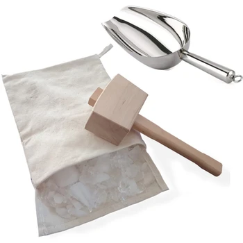 

Ice Mallets and Ice Bag-Wooden Hammers and Cotton Sacks for Crushing Ice,Bartender Kits, Bar Tools Kitchen Accessories