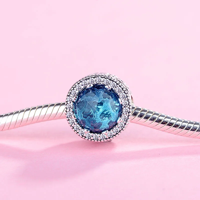 Бесплатная доставка подлинное 925 стерлингового серебра небесно-голубого цвета