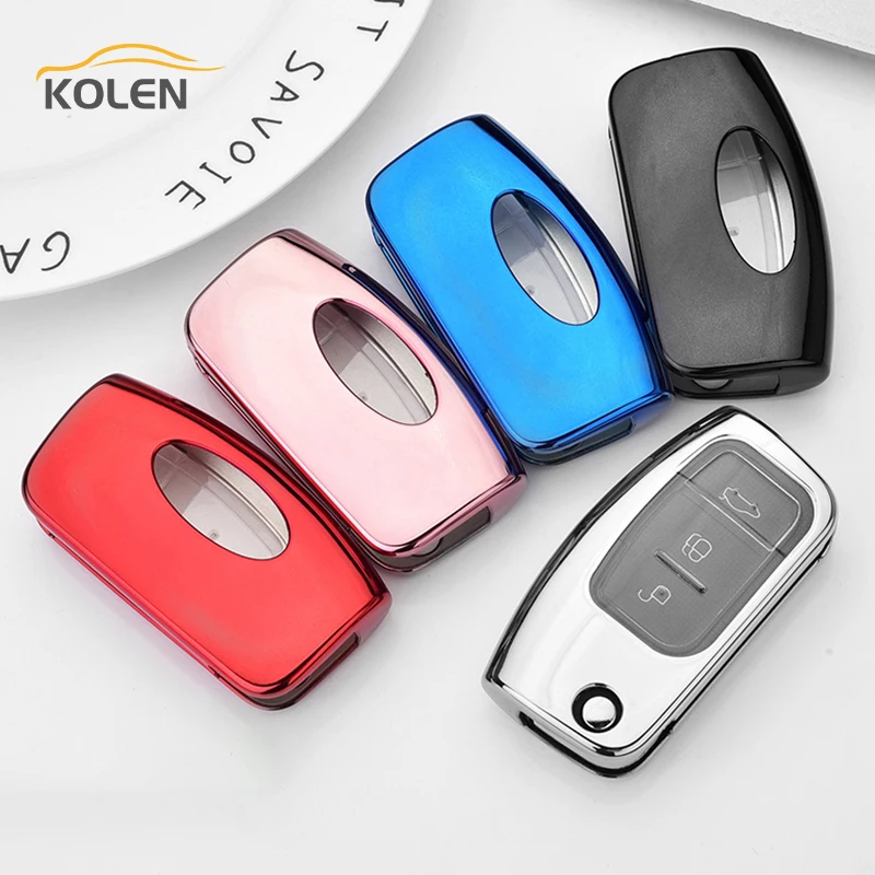 Soft TPU Car Remote Key Case Cover For Ford Fiesta Focus 3 Ecosport Kuga B-Max C-Max Escape Folding Key Holder Shell Accessories - Heb56a2b100b146fd8261dc3ccea389c9m