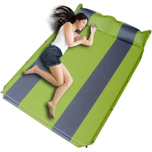 Levoryeoudouble auto-inflando almofada de dormir esteira de dormir para acampar com travesseiros anexado acampamento almofada de sono para mochila caminhadas