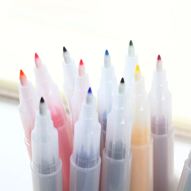 12pcs/set Metal Paint Marker Pen Diy Album Scrapbooking Outline Marker  Glitter For Drawing Painting Doodling School Supplies