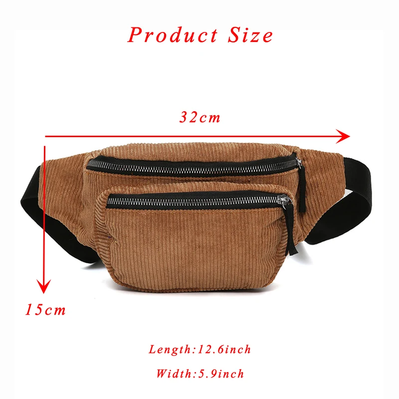 Brand-Women-Corduroy-Waist-Bag-Ladies-Designer-Canvas-Fanny-Pack-Fashion-Brown-Money-Phone-Chest-Banana