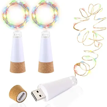 1 개 20 개 LED 코르크 병 요정 빛 침실 방 가정 결혼식 파티 훈장을 위한 USB 충전식 구리 철사 스트링 빛
