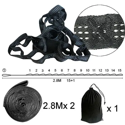 2 PCS Essential Can Hold 2000kg Out Door Camping Hiking Hammock Hanging Belt Hammock Strap Rope Accessories Load Bind Rope 