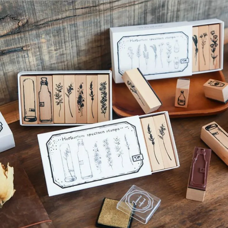 1 комплект Творческий Винтаж растения и цветы для украшения деревянные резиновые штампы Скрапбукинг