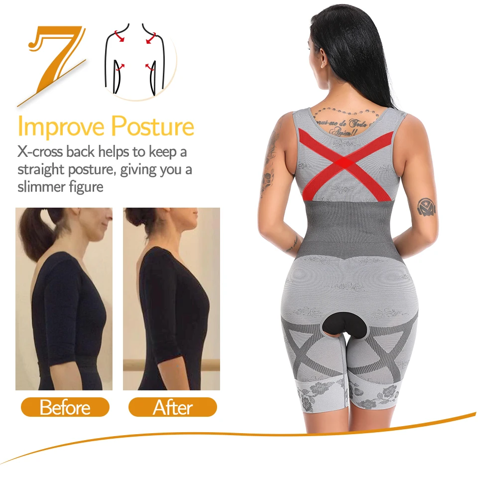 Women Shapewear Postpartum Bodysuits Corrective Underwear Slimming Full Body Shaper Waist Trainer Bodysuit Fajas Colombianas shapewear bodysuit