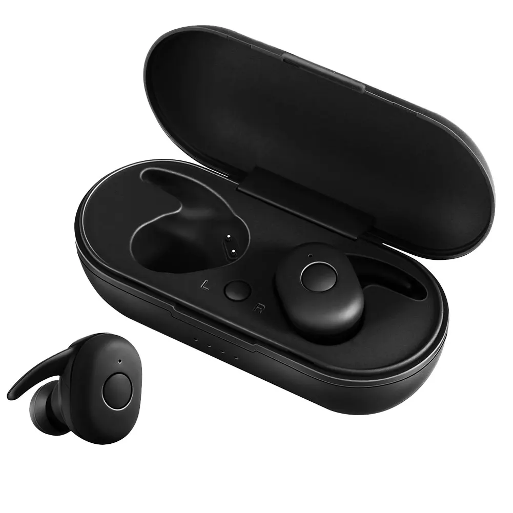 DT-1 TWS mini Bluetooth наушники V5.0 настоящие беспроводные наушники стерео спортивные наушники водонепроницаемые с микрофоном портативная зарядная коробка - Цвет: Black