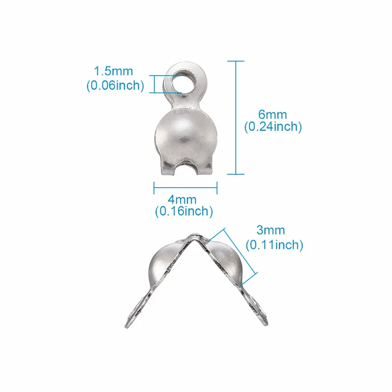 500 шт. Нержавеющая сталь раскладушка открыта Шарик Советы узел крышки для самостоятельного изготовления ювелирных изделий Аксессуары выводов 6x4 мм, отверстие: 1,5 мм