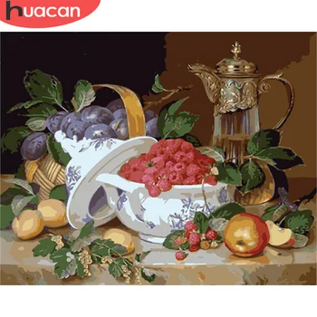

HUACAN Paint By Number Food Drawing On Canvas Gift DIY Pictures By Numbers Fruit Kits Hand Painted Painting Art Home Decor