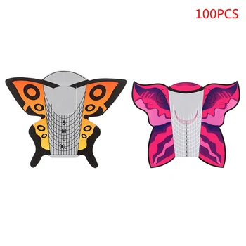 

100Pcs Butterfly Nail Art Sticker Self-adhesive Extension Horseshoe Papers Nail Art Tools New~