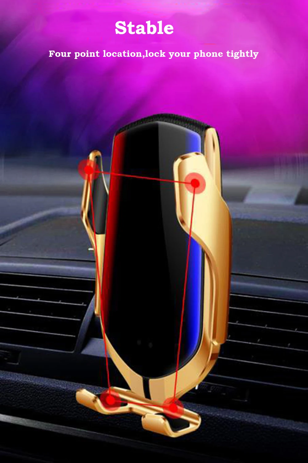 08R2 Wireless Car Charger Infrared Auto Clamp Charge Mount 