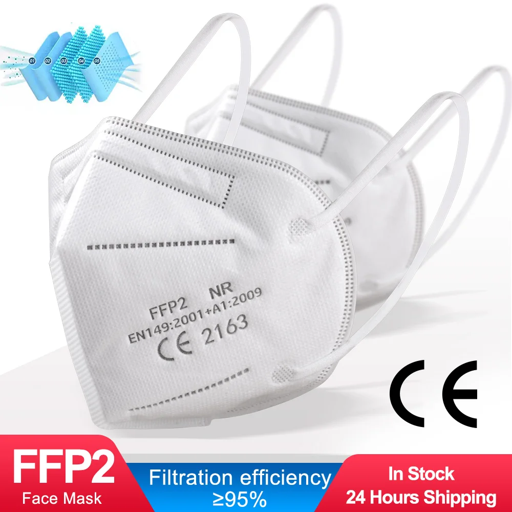 5-100 шт. FFP2 Mascarillas Negras 5 слоев многоразовые KN95 маска для лица FPP2 защитный ffp2mask