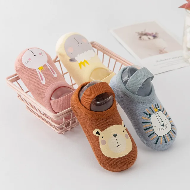 1 пара нескользящих Хлопковых Носков для маленьких мальчиков и девочек милые модные носки с рисунками животных для новорожденных