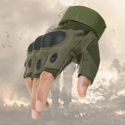 Army Men's Fingerless Tactical Gloves Outdoor Sport Military Combat Gloves Unisex Anti Slip Protection Shell Half Finger Mittens