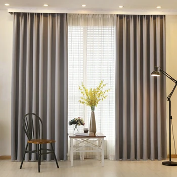 

Modern solid blue high shading blackout shower curtains for living room, bedroom, velvet backside Kitchen curtains