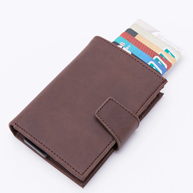 

Large Capacity Rfid Wallet Men's Purse Casual Blocking Reader Lock Bank Card Holder Multifunctional Card Box Credit Card Holder