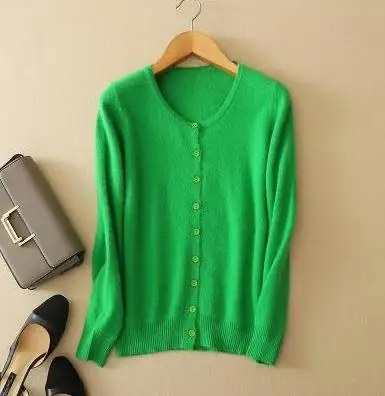 green Женский кашемировый вязаный кардиган осень зима женский джемпер Pull Femme зимний свитер повседневные топы уличного стиля кардиганы - Цвет: green