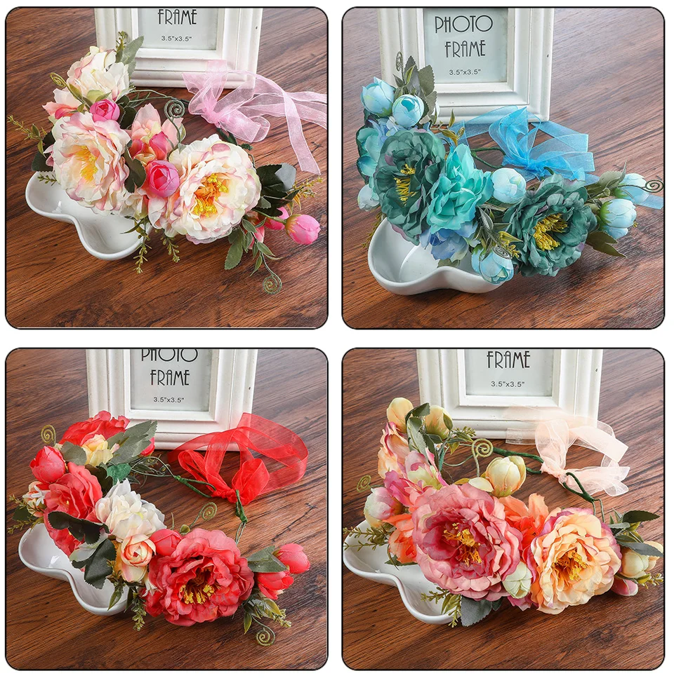 Haimeikang Headbands Simulation Flower Wreath Wedding Garland Headpiece Crown Kids Girl Women Floral Headdress Hair Accessories