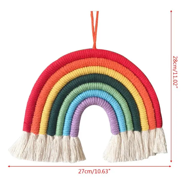 1 Pc Children Room Decoration Pendant Nordic Hand-woven Boho Rainbow Tassel Wall Hanging Ornaments Photo Props 2