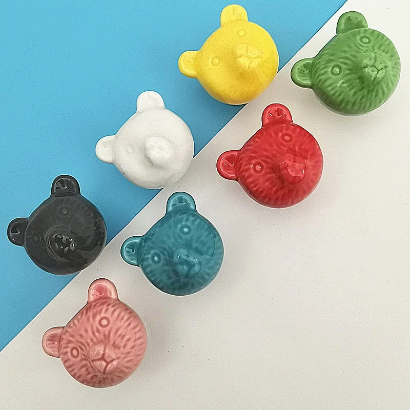 陶瓷拉手熊头银色底7款=详情3