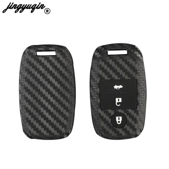 

jingyuqin 3B Silicone Fiber Style Key Case For KIA Rio Soul Sportage Ceed Sorento Cerato K2 K3 K4 K5 Picanto Skin Smart Fob