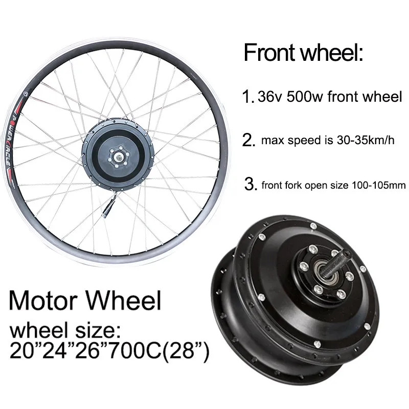 Clearance eBIKE Conversion Kit 36V 500W Motor Wheel 36V E Bike Kit Electric Bicycle Conversion Kit 20" 26" 700C Front Hub Motor Wheel 2